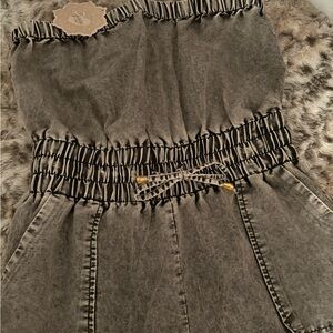 Indulge Gray Strapless Jumpsuit